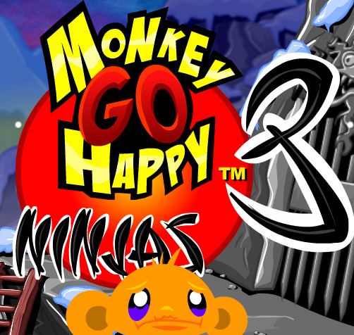 Флеш игра Счастливая обезьянка: Ниндзя 3 онлайн